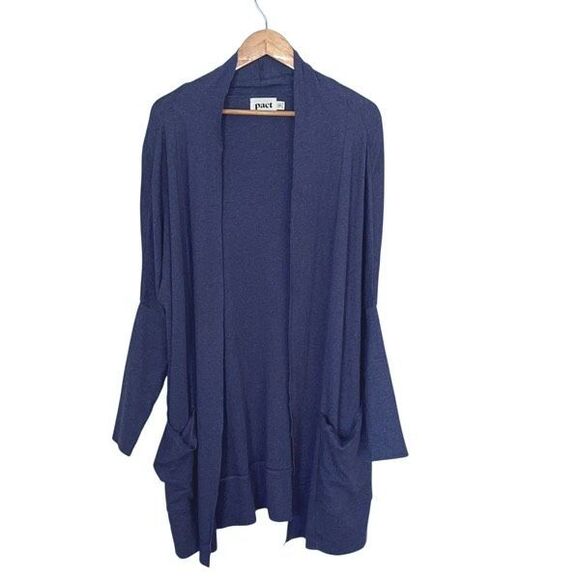Pact Airplane Wrap Open Cardigan Organic Cotton‎ Sweater Blue Size L/XL - Picture 1 of 7